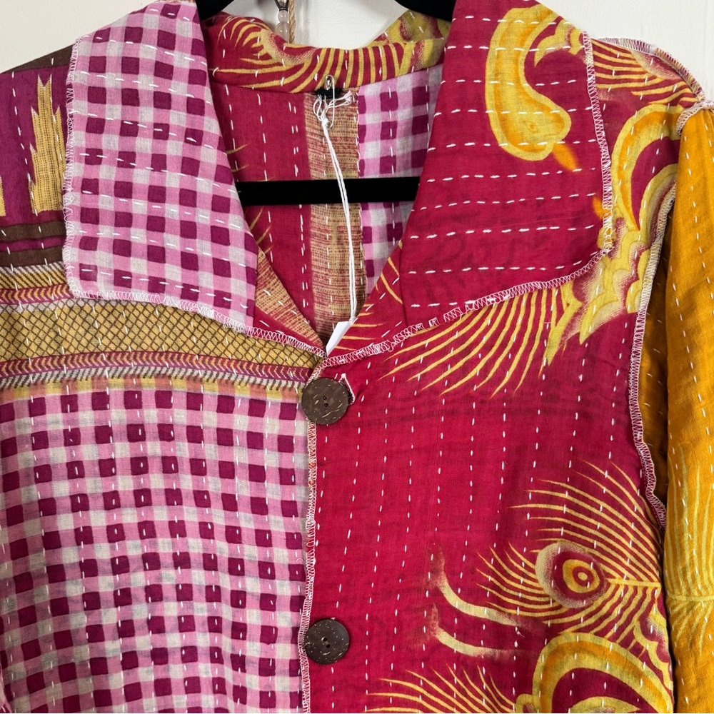 New Kantha Cotton Colorfull Patchwork Jacket - Picture 5 of 6